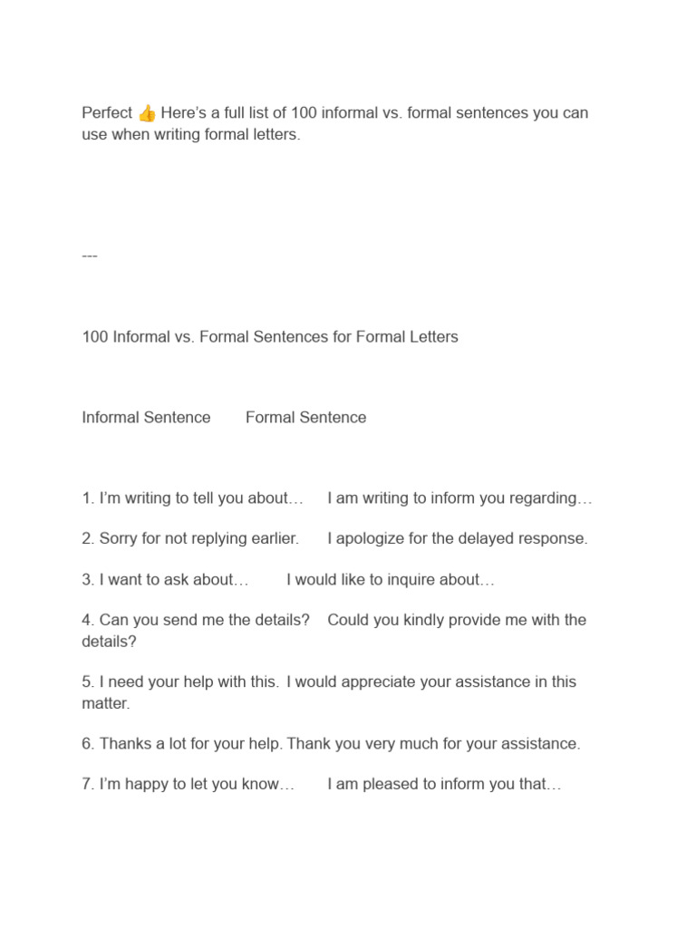 Formal Sentences | PDF