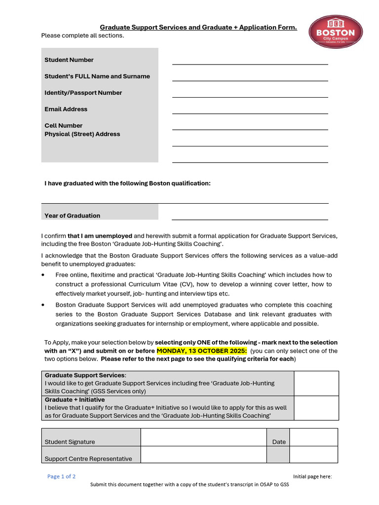GSS Application for Unemployed Graduates | PDF | Postgraduate Education ...