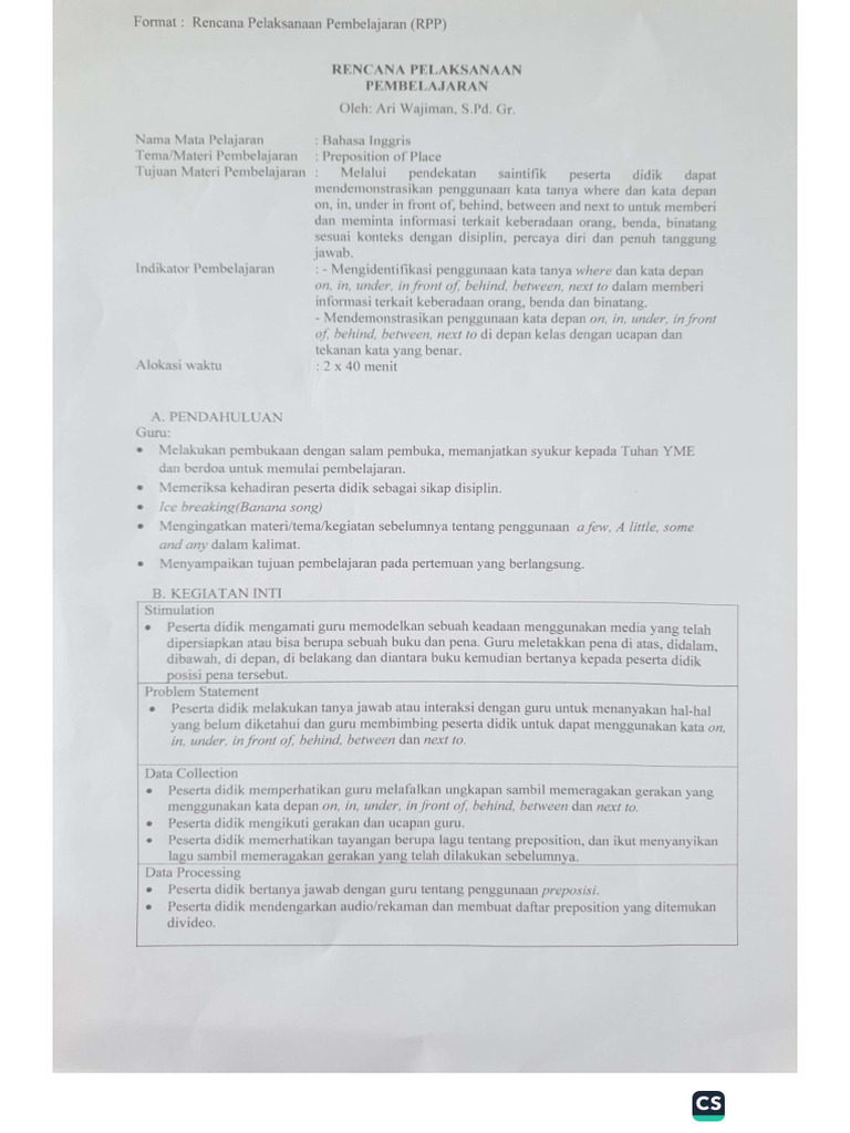 RPP Posisen Pleac | PDF