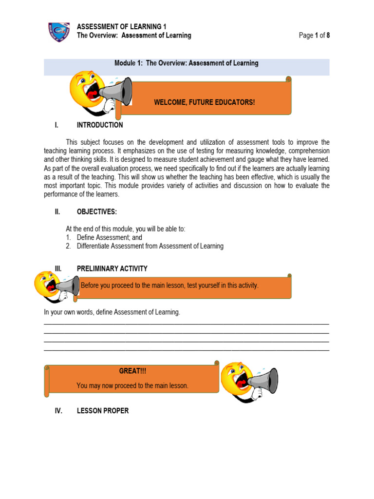 Assessment of Learning Overview Guide | PDF | Educational Assessment ...
