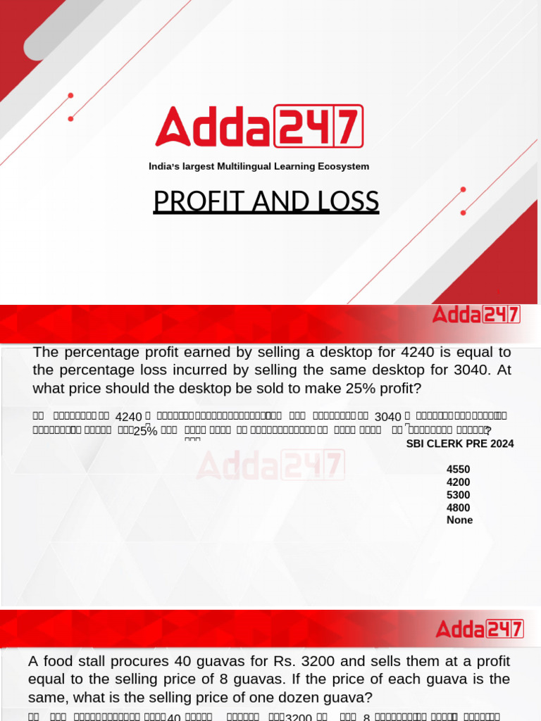 Profit and Loss | PDF