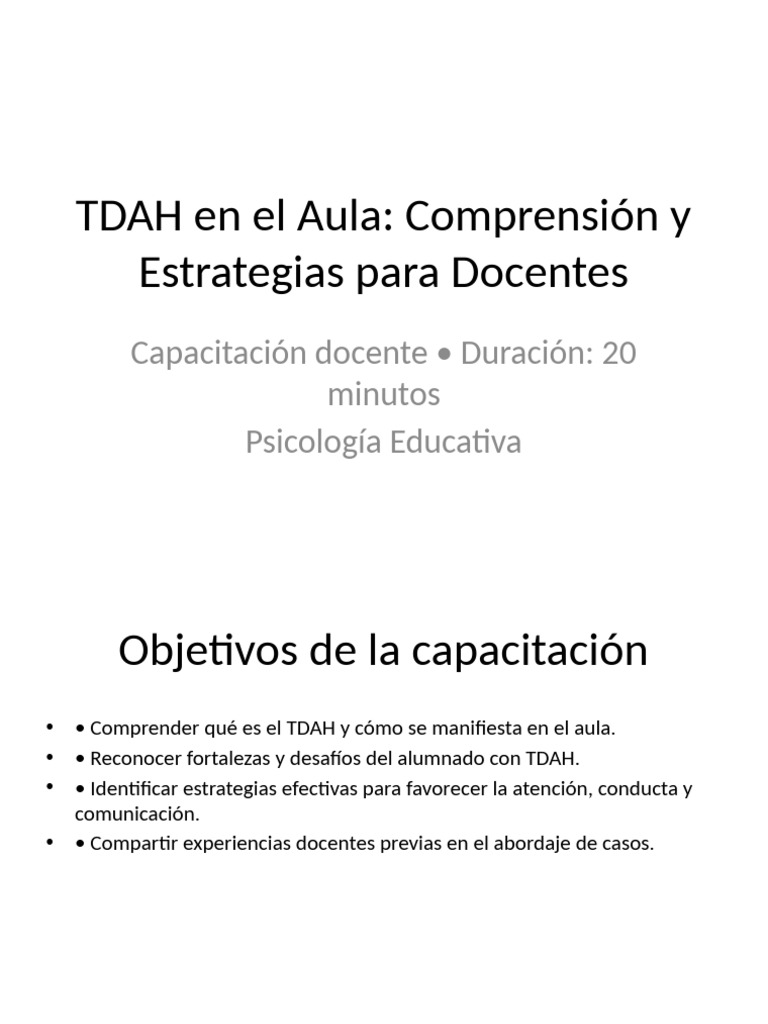 Estrategias para Docentes sobre TDAH | PDF | Desorden hiperactivo y ...