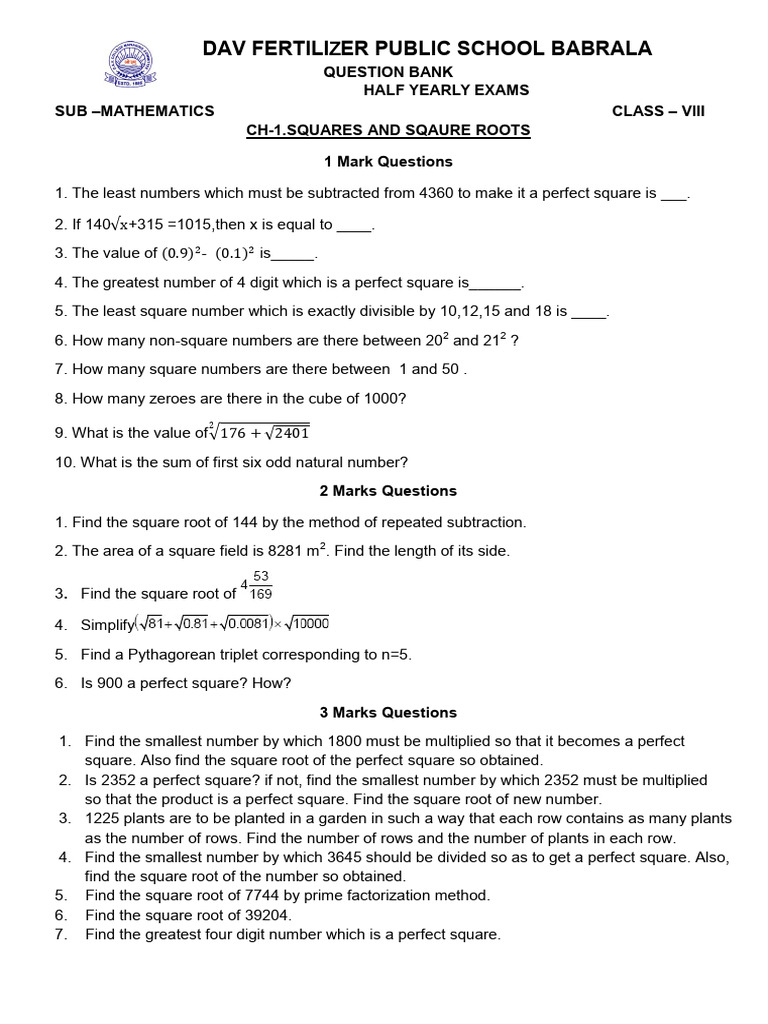 Class 8 Mathematics Question Bank | PDF | Area | Triangle