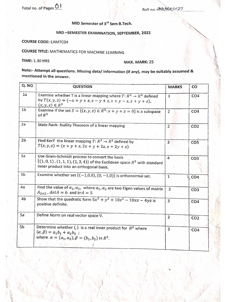 Pyq Mid-sem Sem-3 2022 π | PDF