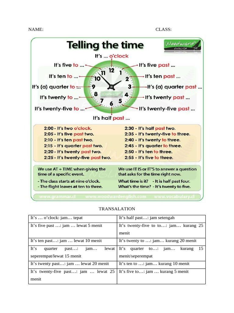 o'Clock Lesson Extra | PDF