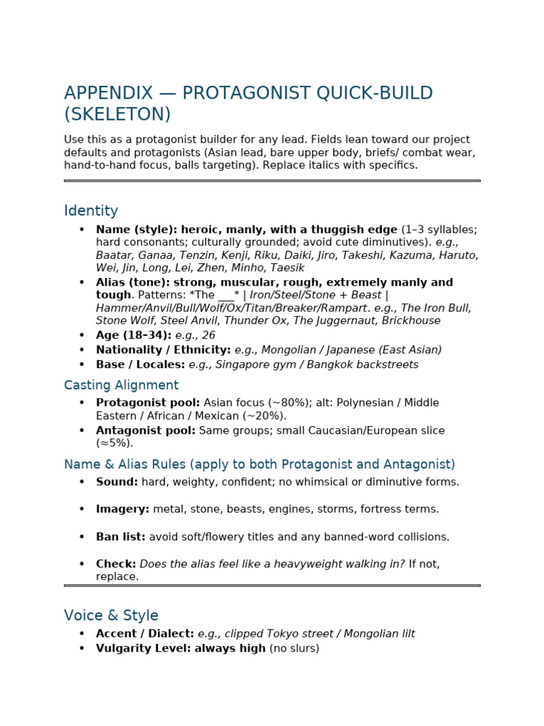 Protagonist Quick-Build Template | PDF