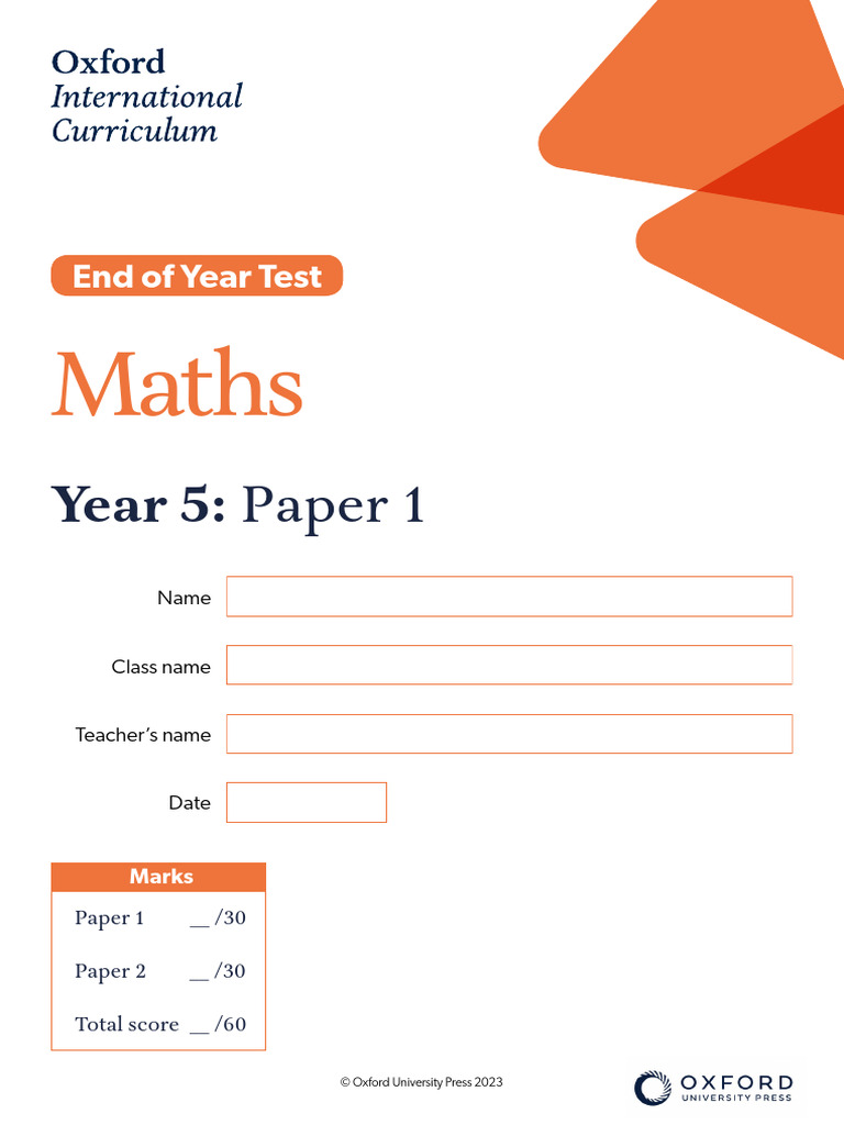OIC M Y5 EoYT Paper1 | PDF | Numbers | Number Theory