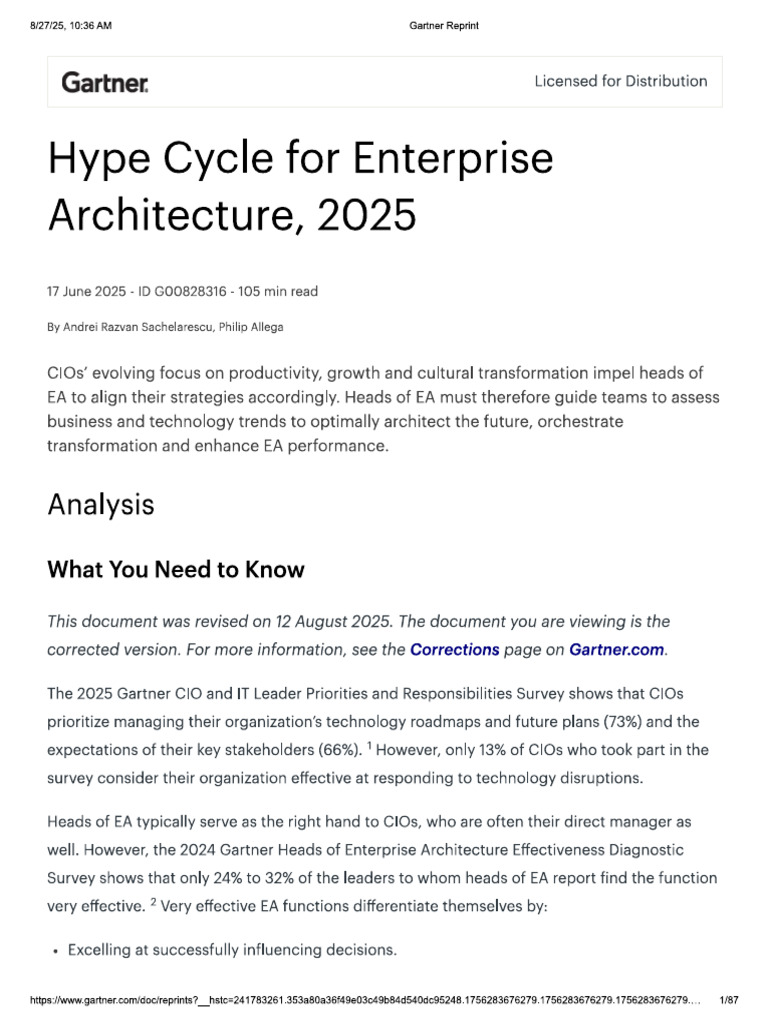 2025 Gartner Hypecycle For Enterprise Architecture | PDF