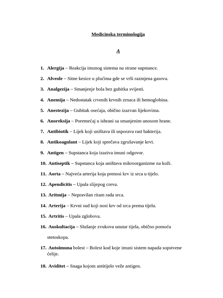 Medicinska Terminologija, Anes Hajrić | PDF