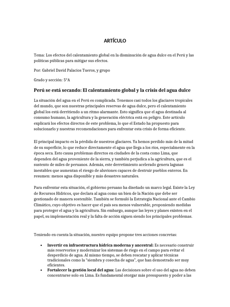 Perú Se Está Secando - El Calentamiento Global y La Crisis Del Agua ...