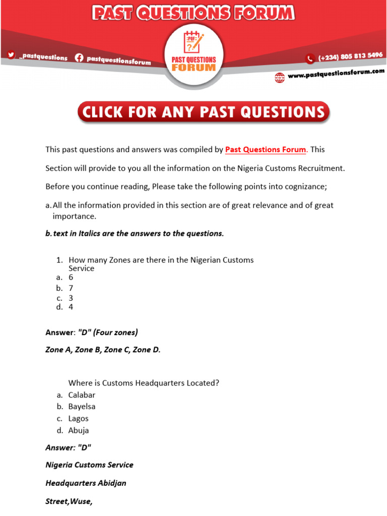 Nigeria Customs Service Recruitment Guide | PDF | Nigeria | Cargo