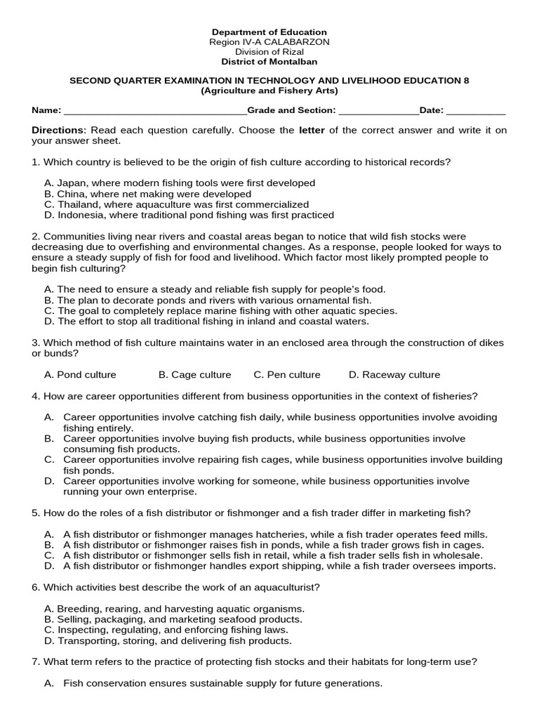 TLE 8 2nd Quarter Examination 2025-2026 | PDF | Fruit Preserves ...