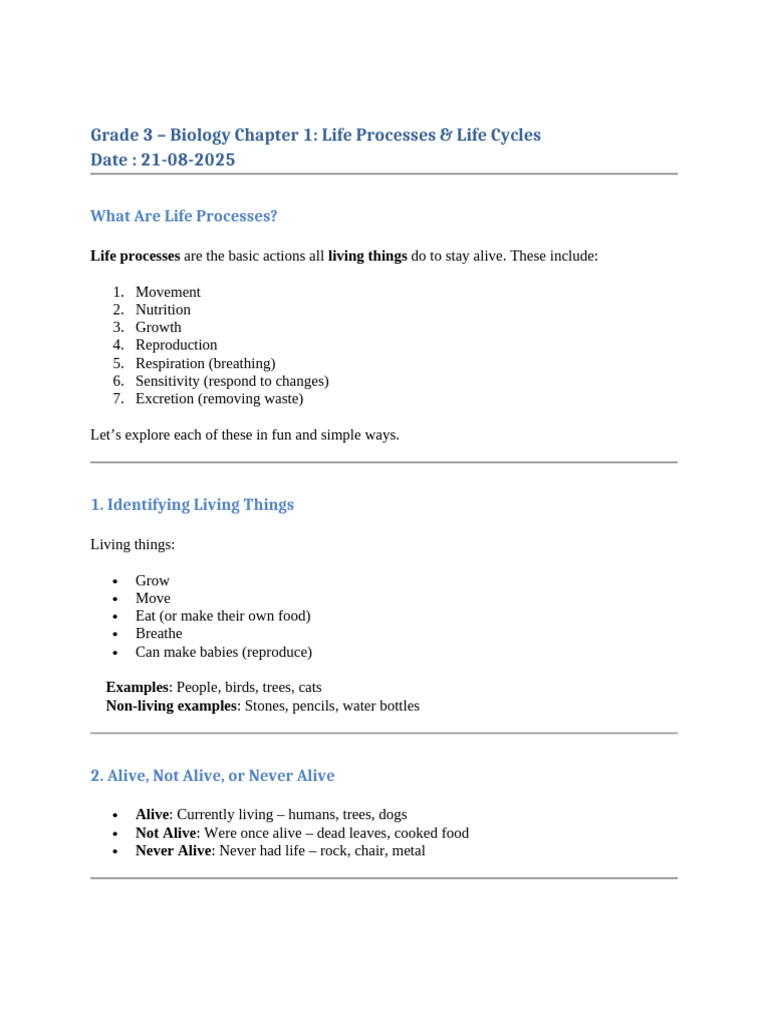Grade 6 Science Notes Chap 1 | PDF | Foods | Frog