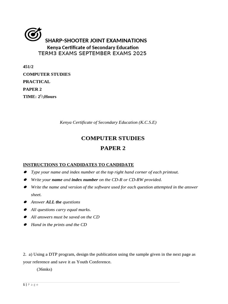 K.C.S.E Computer Studies Practical Exam | PDF