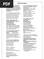 cantos para missa amanhã