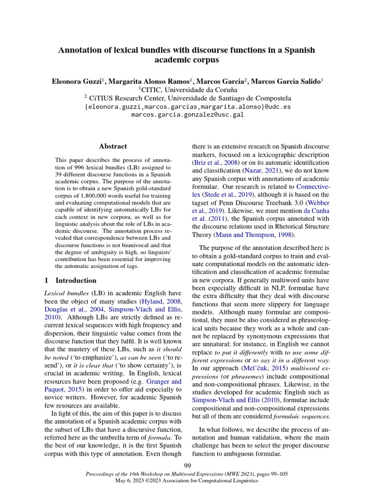 Guzzi Et Al, 2023.annotation of Lexical Bundles With Discourse ...