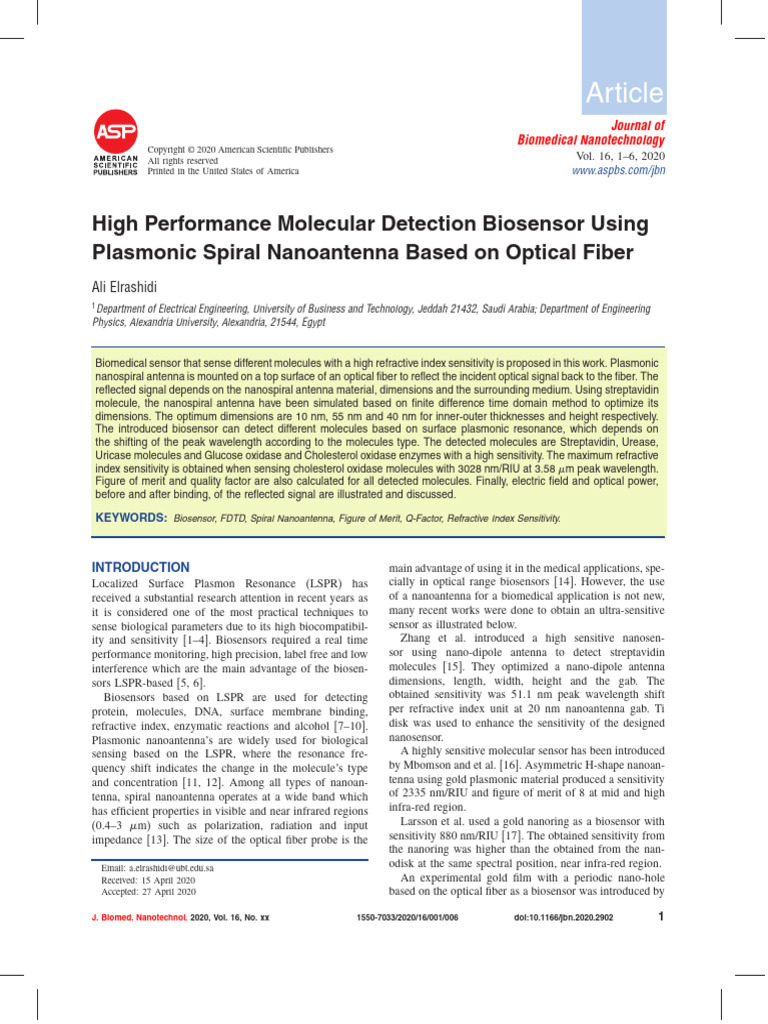 البحث السابع | PDF | Surface Plasmon Resonance | Biosensor