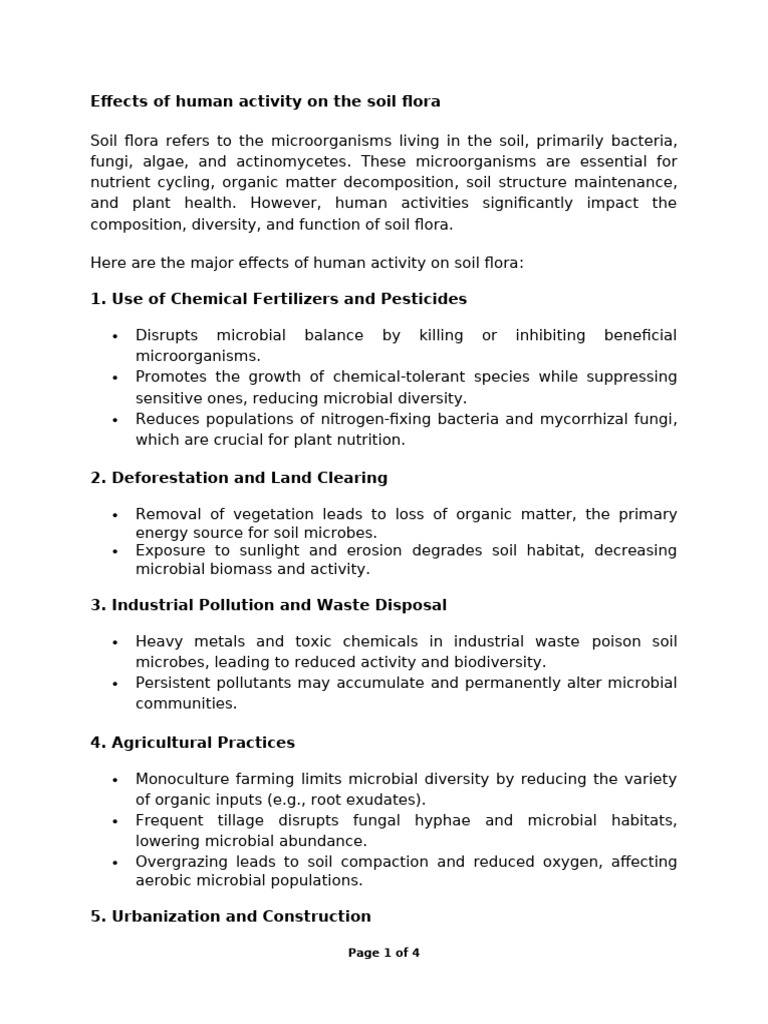 Impact of Human Activity on Soil Flora | PDF | Soil | Agriculture