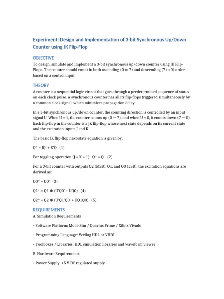 3bit Synchronous UpDown Counter JKFF | PDF | Electrical Circuits ...