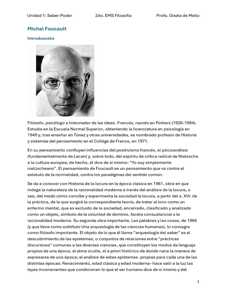 Foucault: Saber y Poder en Filosofía | PDF | Michel Foucault | Disciplinas