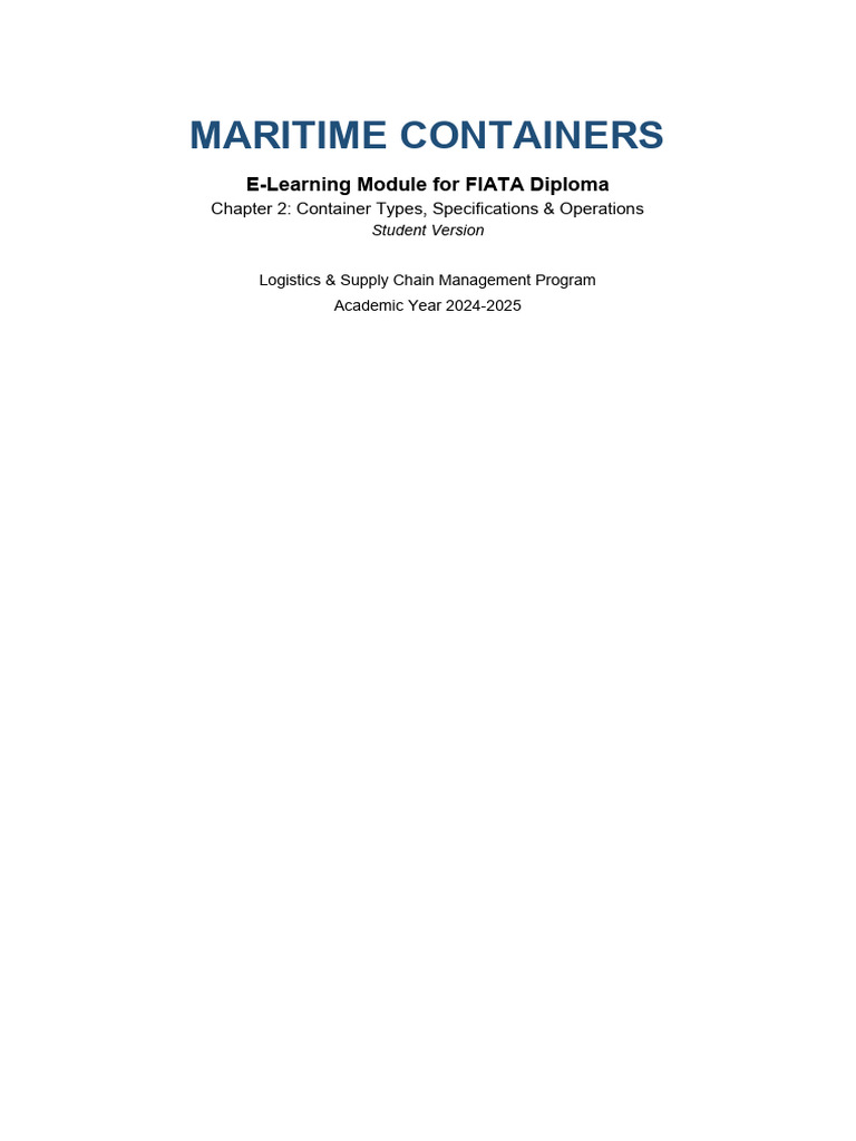 Maritime Container Types & Standards | PDF | Cargo | Containerization