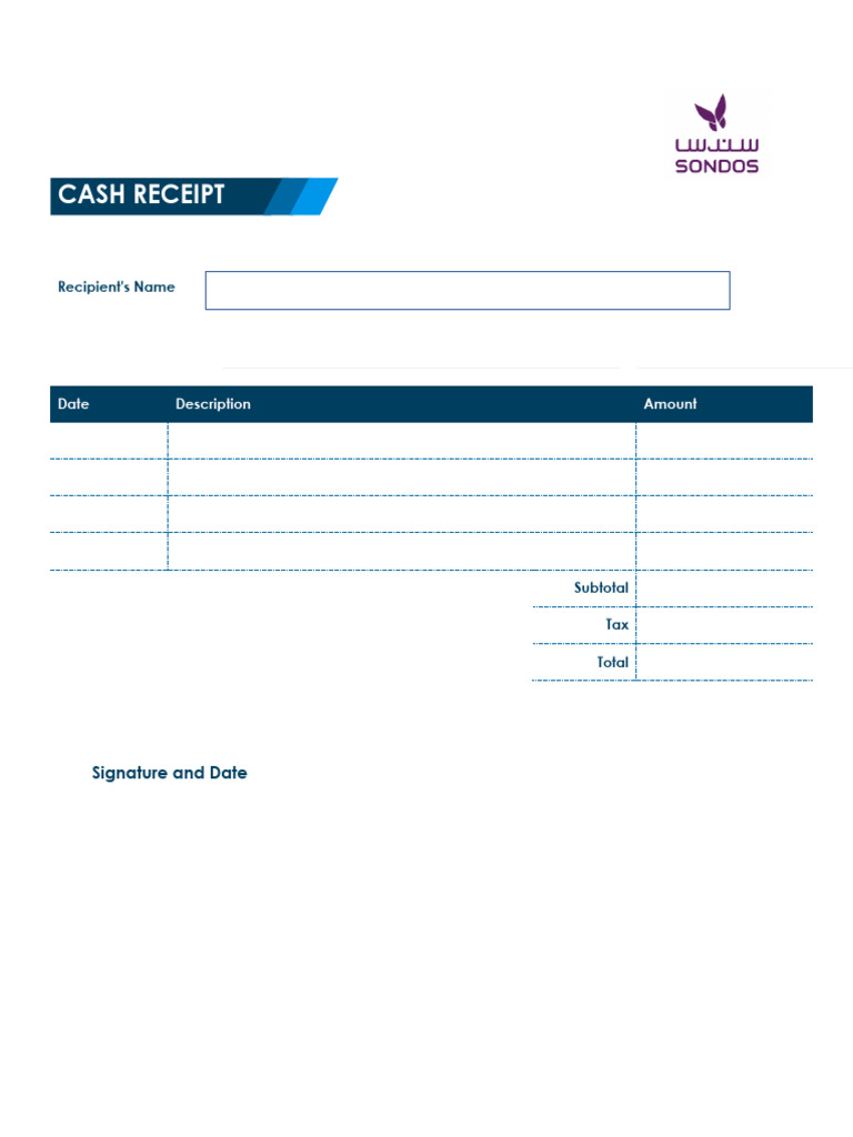 Cash Receipt Template with Signature | PDF