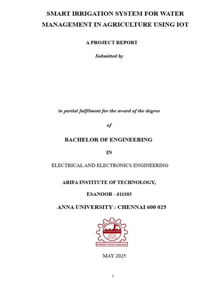 Smart Irrigation IoT System for Agriculture | PDF | Internet Of Things ...