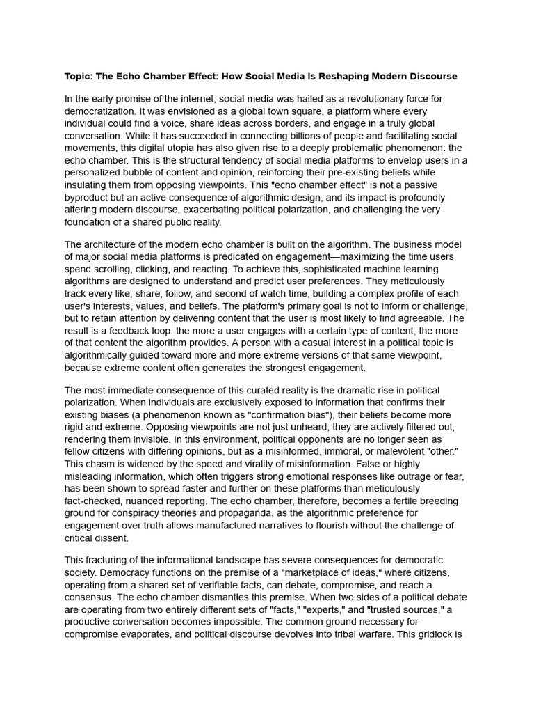 Echo Chamber Effect in Social Media | PDF | Social Media | Popular ...