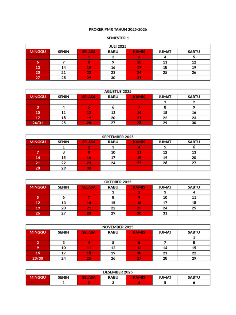 Proker PMR 2025-2026 Semester 1 & 2 | PDF