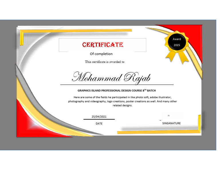 2025 Graphics Design Course Certificate | PDF