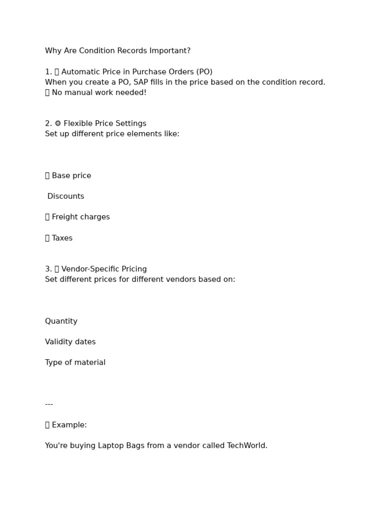 Condition Record Meaning | PDF