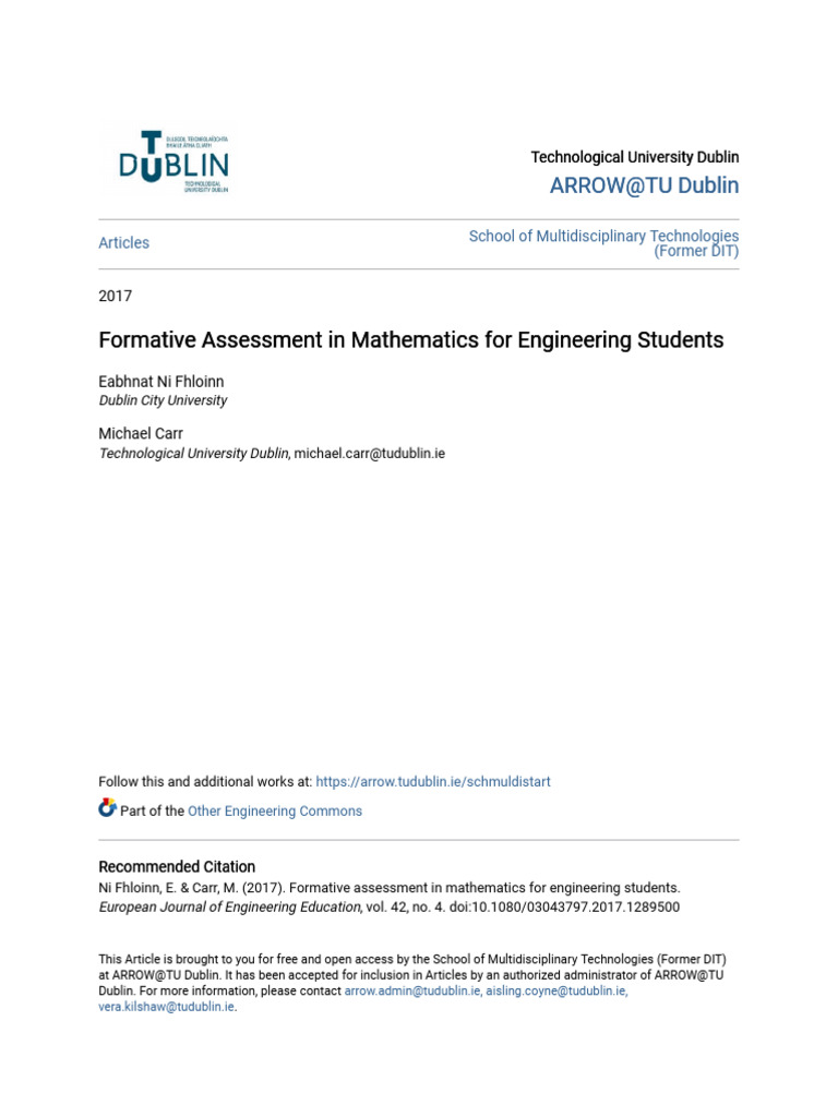 Formative Assessment in Engineering Math | PDF | Learning