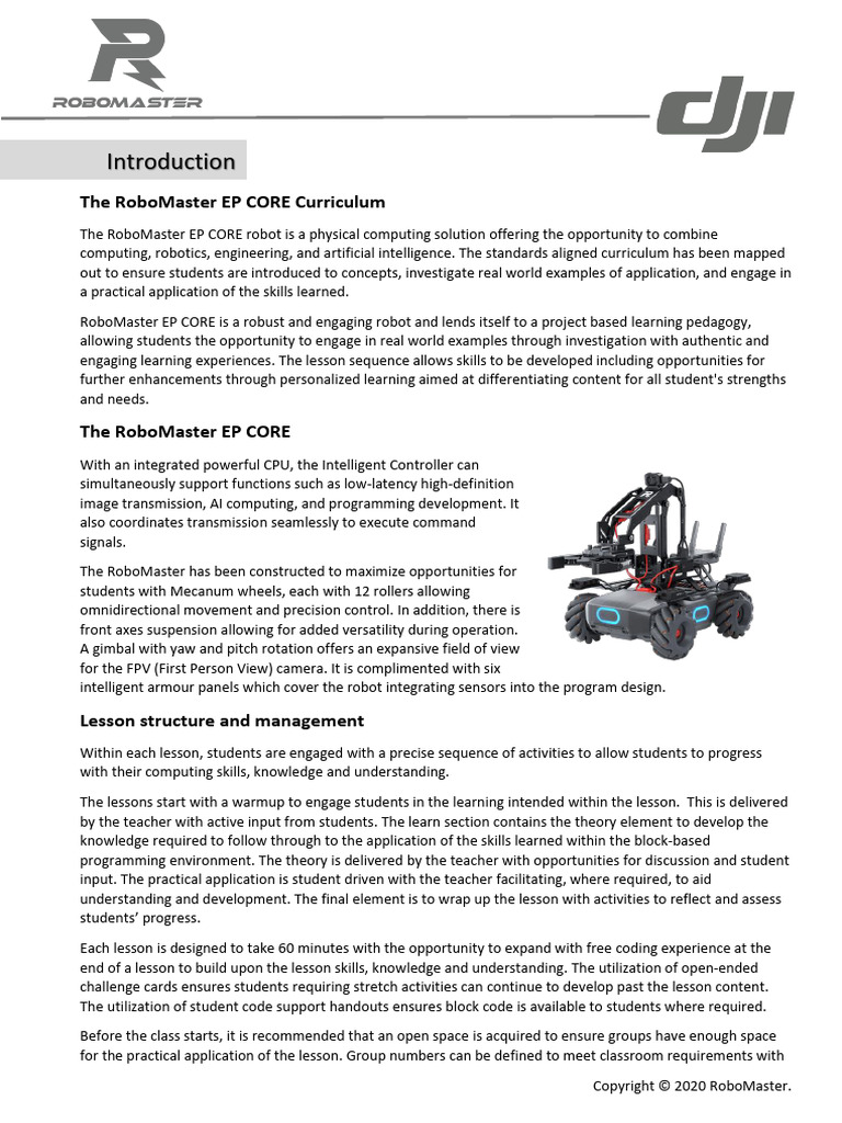 RoboMaster EP CORE Curriculum Overview | PDF | Artificial Intelligence ...