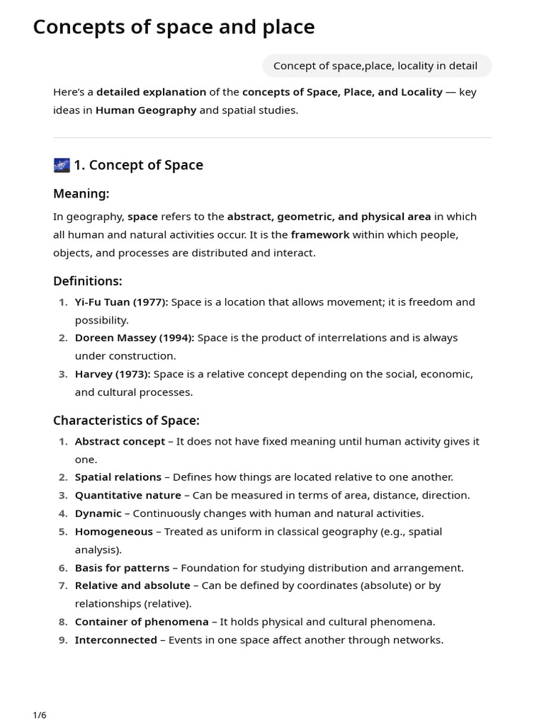 Understanding Space, Place, and Locality | PDF | Space | Geography