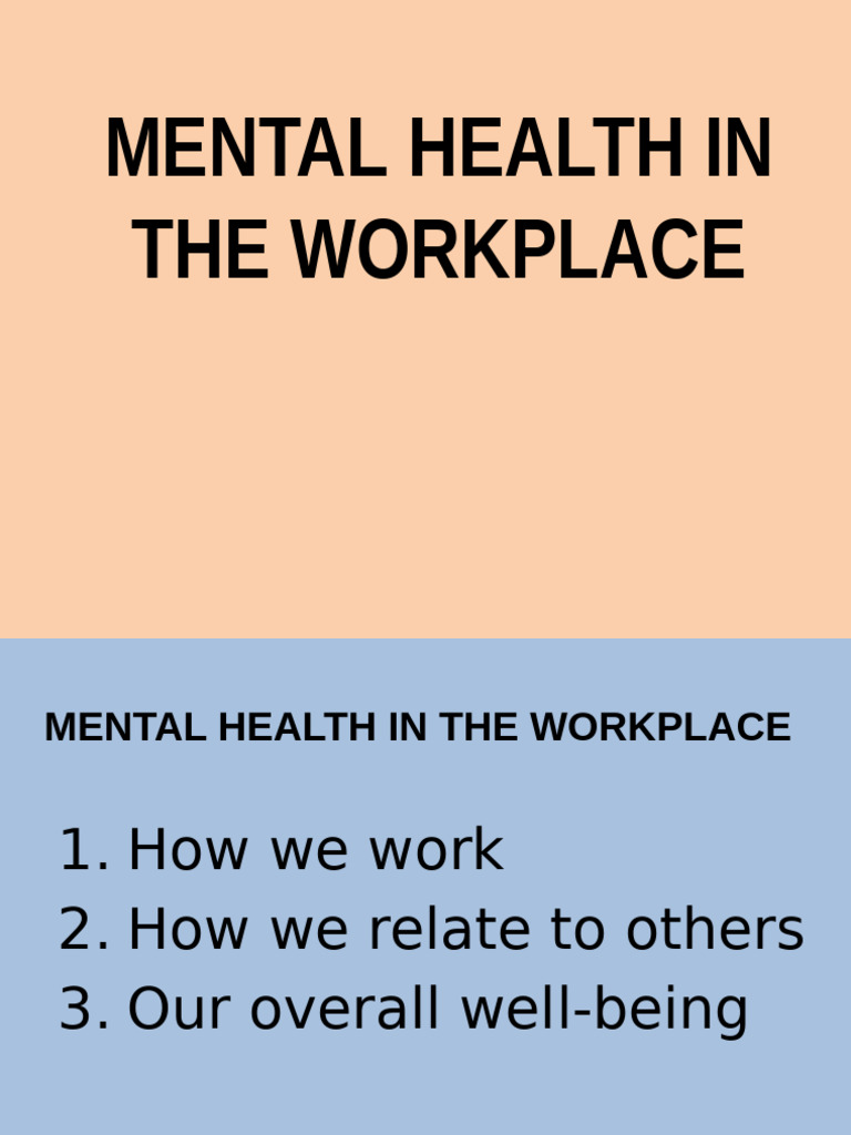 Mental Health in The Workplace | PDF