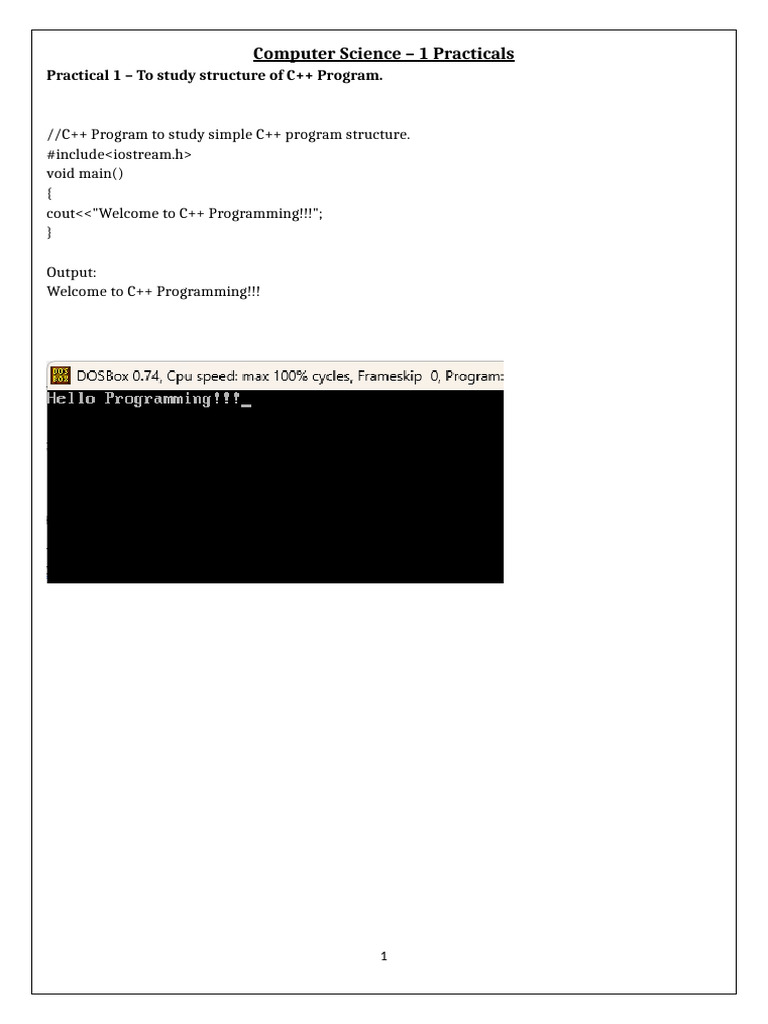 C++ Programming Practical Exercises | PDF | Computer Programming ...