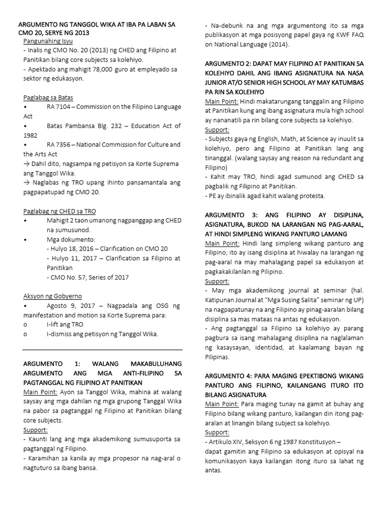 Aa - Mga Argumento | PDF