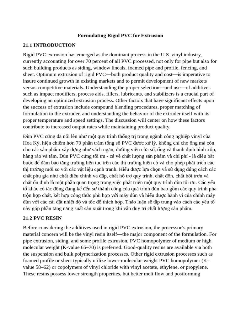 Formulating Rigid PVC For Extrusion | PDF