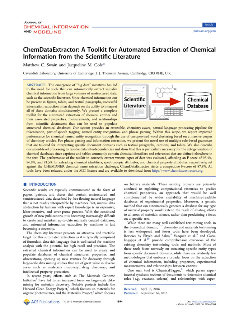 Automated Chemical Data Extraction Toolkit | PDF | Parsing | Machine ...