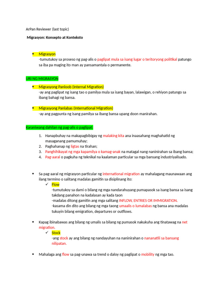ArPan Reviewer Last Topic | PDF