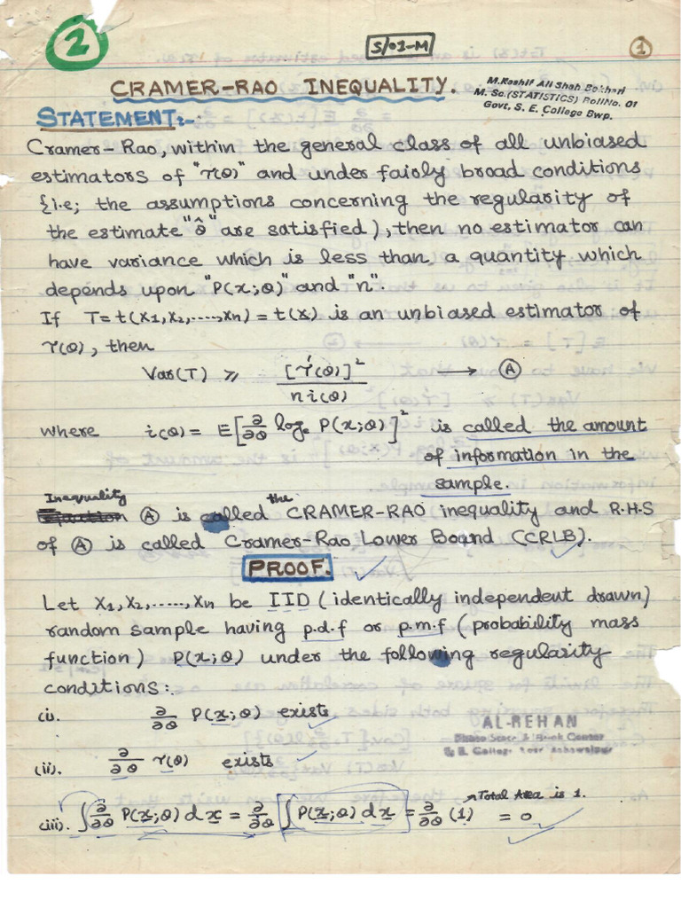 CHAP02 Cramer Rao Inequality | PDF