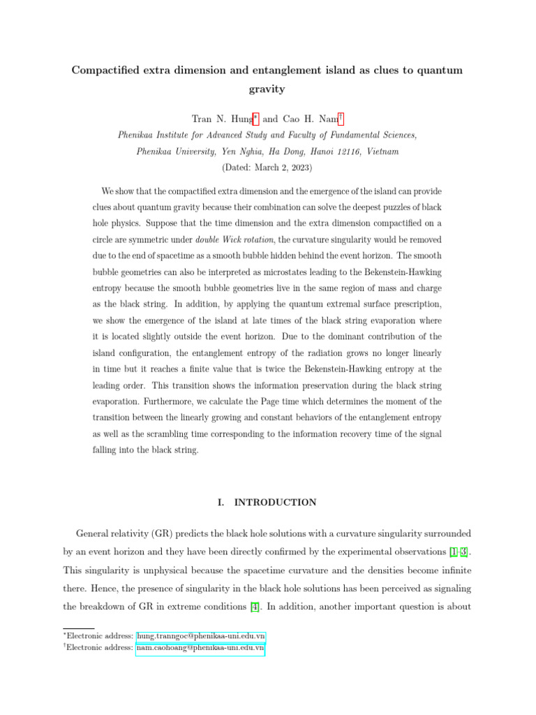 Compactified Extra Dimension and Entanglement Island As Clues To ...