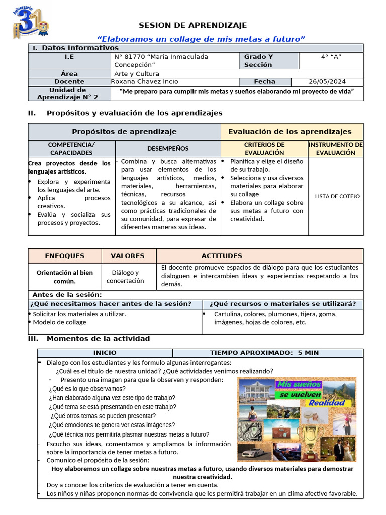 Collage de Metas Futuras en Arte | PDF | Evaluación | Creatividad
