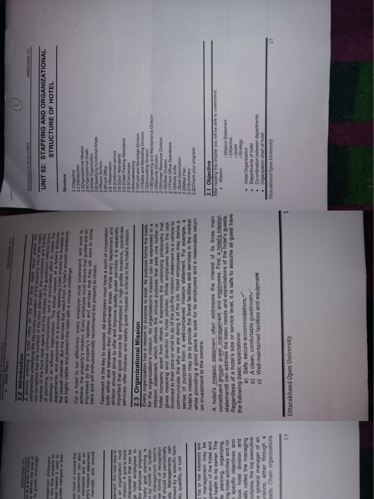 Staffing and Organizational Structure of A Hotel | PDF