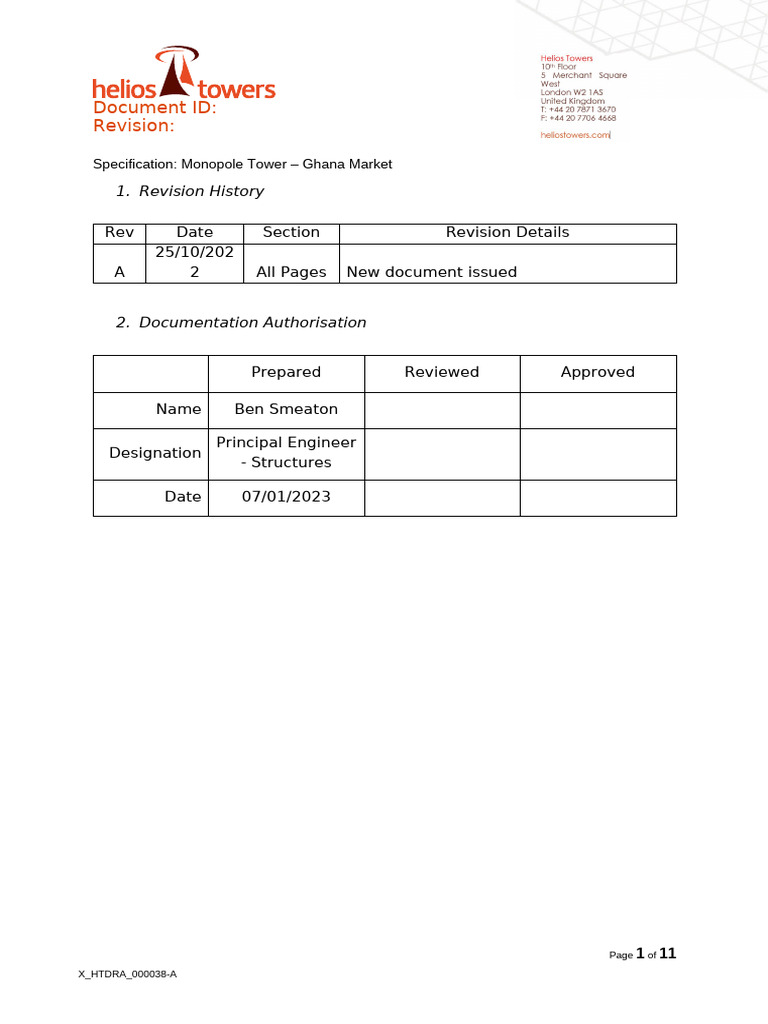 Monopole Tower Specifications for Ghana | PDF | Screw | Verification ...