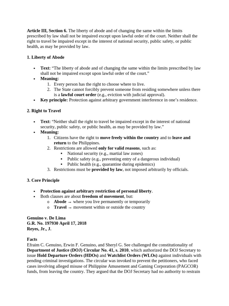 Liberty of Abode and Travel | PDF | Freedom Of Movement | Strict Scrutiny