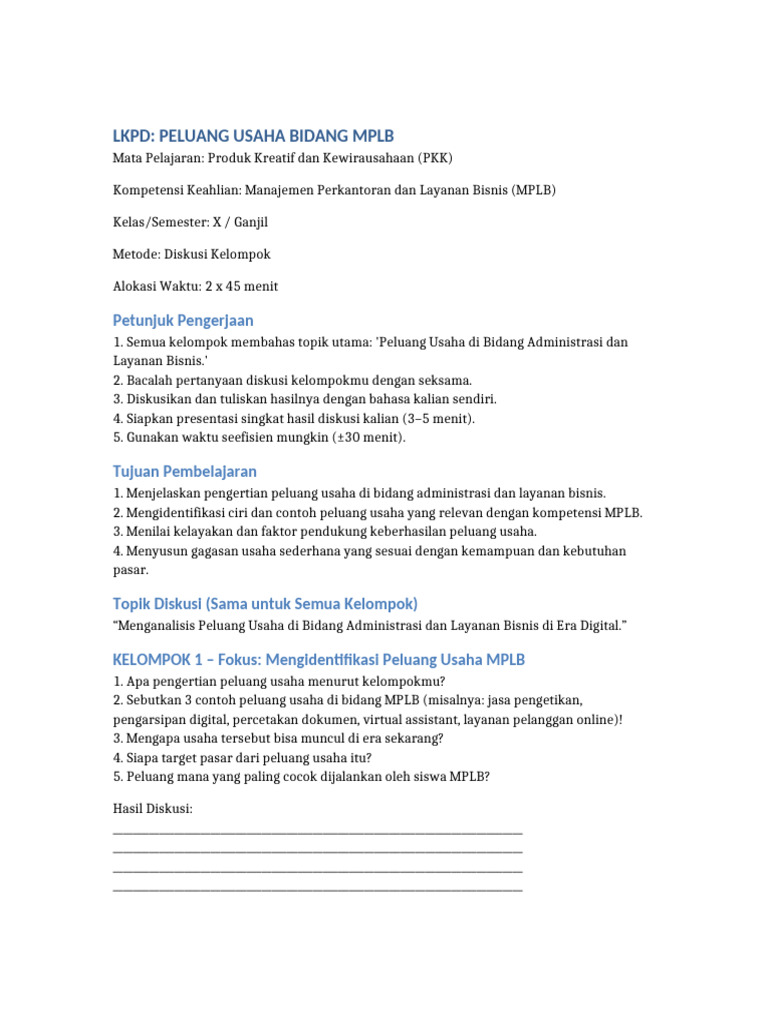 Peluang Usaha MPLB di Era Digital | PDF