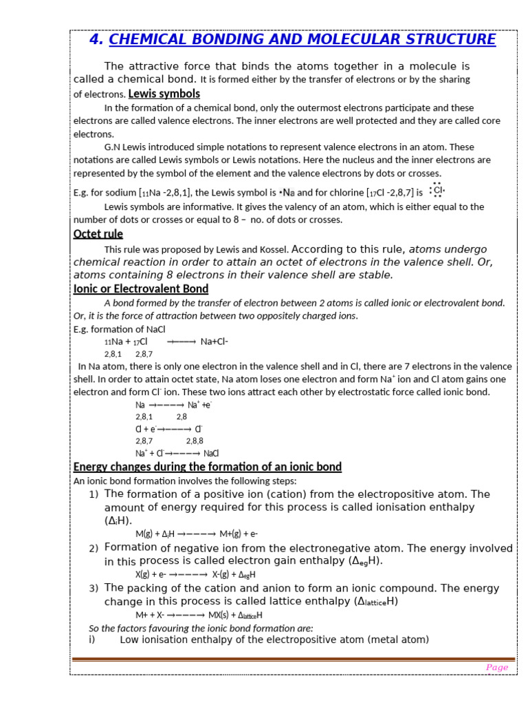 Chemical Bonding and Molecular Structure | PDF | Molecular Orbital ...