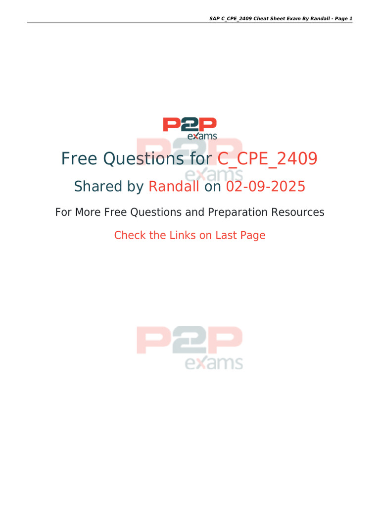 C_CPE_2409 Exam Sample Questions Guide | PDF | Multiple Choice ...