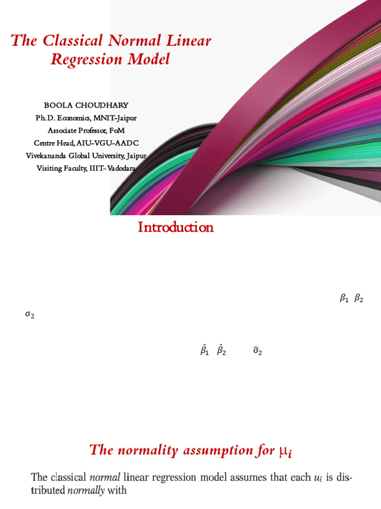 Classical Normal Linear Regression Model | PDF | Normal Distribution ...